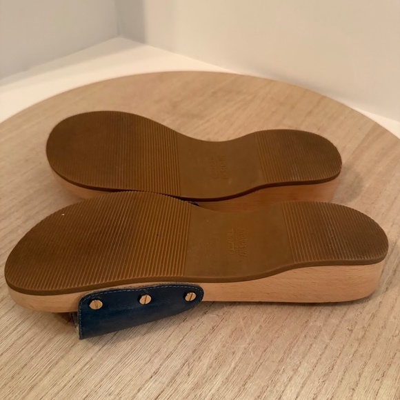 Dr. Scholl’s Original Exercise Sandals Blue Leather Women’s 7M – Wooden Slide - Picture 8 of 8